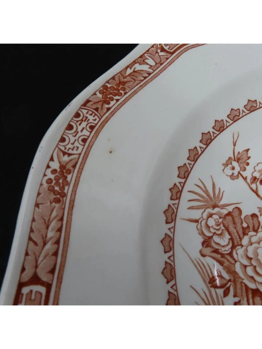 Vintage Furnivals Quail 684771 England Brown Platter 13.5in Floral Serving Plate
